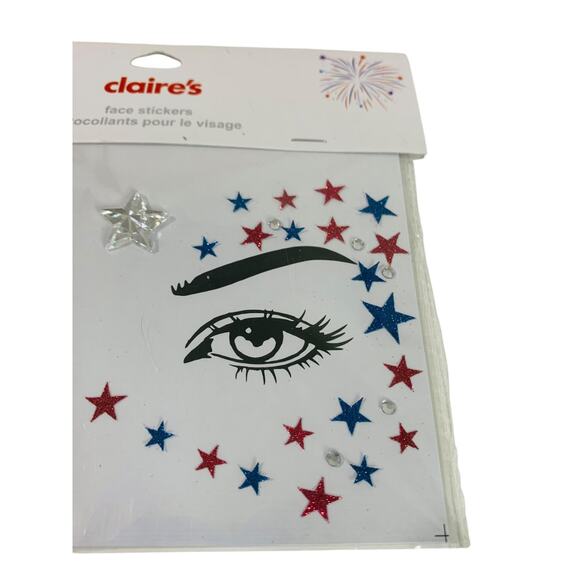 Claires New Face Stickers Patriotic Sparkly Stars USA - Picture 3 of 5